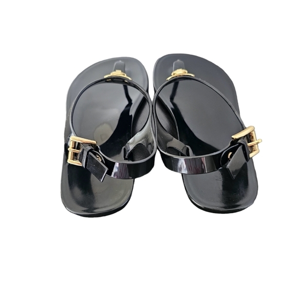Michael Kors Mira Jelly Thong Sandals Black Gold Lock Accent size 7 - Picture 3 of 6
